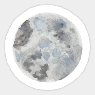 Cute Watercolor Painted Full Moon Sticker